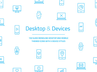 Desktop & Devices Vector Icon Set devices icon icons illustrator line mono set vector