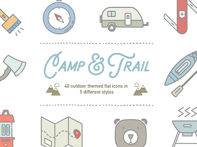 Camp & Trail Vector Recreation Icons camping hiking icons illustrator vector