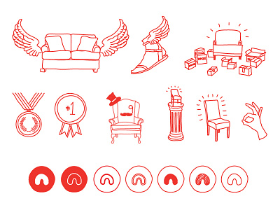 Nomad branding digital furniture icons illustrations quirky sketch