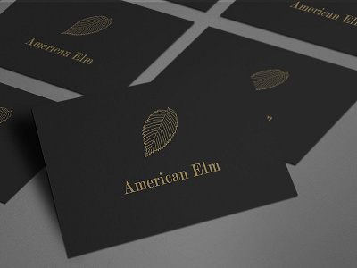 American Elm branding business card gold illustration leaf logo minimal print