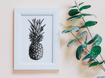 Pineapple Print art fruit illustration minimal pineapple wall