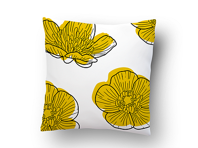 Buttercup Pillow Pattern design floral illustration interior pattern print sketch