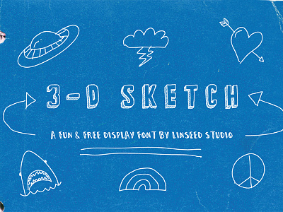 3-D Sketch Free Display Font display font font free font freebie glyphs hand drawn sketch typeface typography