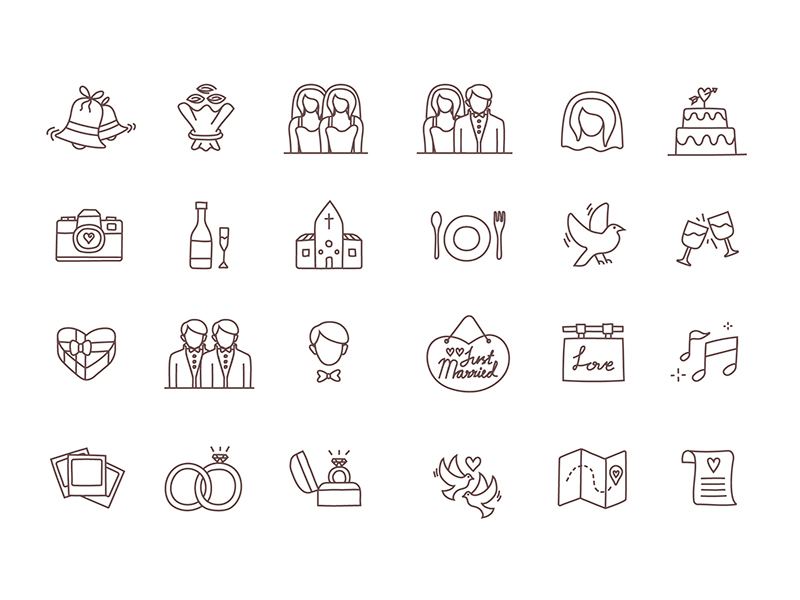 Download FREE 24 Wedding Icons Set from Temploola by Linseed Studio on Dribbble