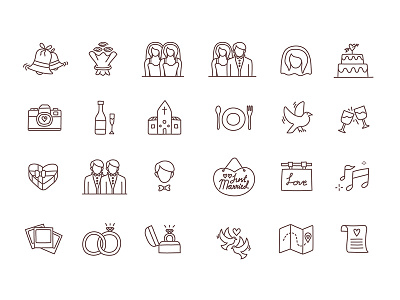 FREE 24 Wedding Icons Set from Temploola free freebie icons icons set invitations vector wedding