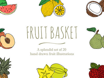 Fruit Basket branding design free freebie hand drawn icons illustration logo sketch vector