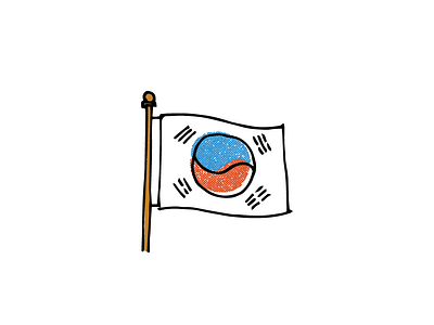 South Korean Flag hand drawn illustration logo sketch south korea vector