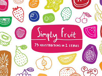 Simply Fruit Illustration Pack branding design food fruit hand drawn icon icons illustration logo sketch vector