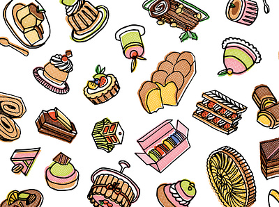 Pastry Pandemonium branding design food hand drawn icon icons illustration logo pastry sketch vector