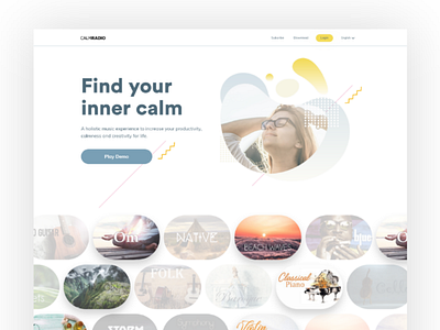 Calm radio Landing page concept