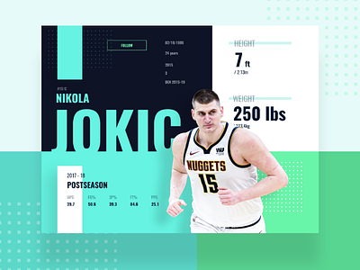 Nba player review - Nikola Jokic basketball denver design nba shot ui xd