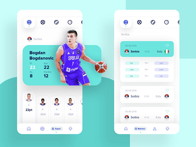 Sportscore app - Serbia basketball app basketball basketball player clean design mobile sports ui ui design