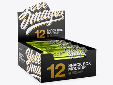 Download Psd Mockup 12 Metallized Snack Bars Display Box Mockup graphic design vector