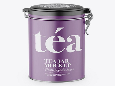 Matte Tea Round Jar With Locking Lid Mockup - High-Angle Shot