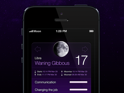 Moon Days App app ios iphone mobile moon ui ux