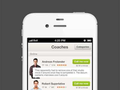 Coaches screen app app design interface ios iphone ui ux