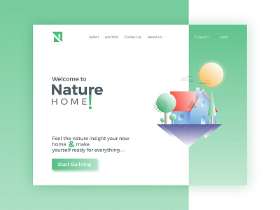 nature home corporate design homepage house identity illustration landing page minimalist nature ui ux vector website