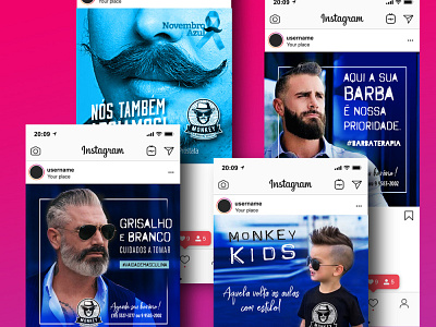 SOCIAL MIDIA ♡ Barbearia Monkey art artist brasil brazil design desinger estampadonna illustration logo logotype socialmedia