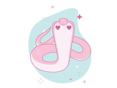 cutie cobra animal cobra cute heart illustration pink reptile snake sparkles vector