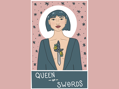 queen of swords illustration procreate queen of swords tarot tarot card tattoo