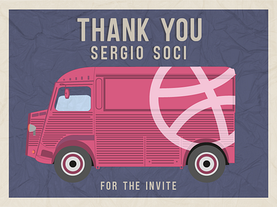Thank you Sergio Soci citroen citroën debut dribbble illustration invite paper shot thank you thanks van