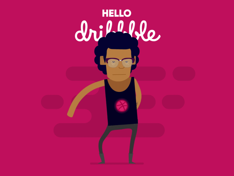 Hello Dribbblers! animation charachter design dance first shot flat design hello hello dribbble swish