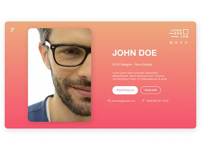 Personal VCard clean gradient modern personal portfolio resume simple site ui ux vcard web