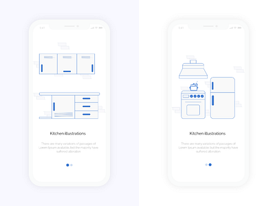 On Boarding app boarding illustartion ios kitchen on outline screen slider start style welcome