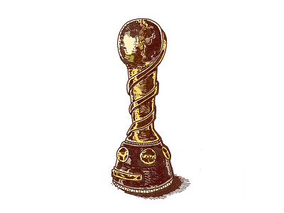 confederation cup gold hand drawn illustration ink soccer trophy