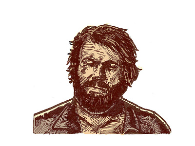 Bud Spencer 2d actor hand drawn illustration ink spaghetti western