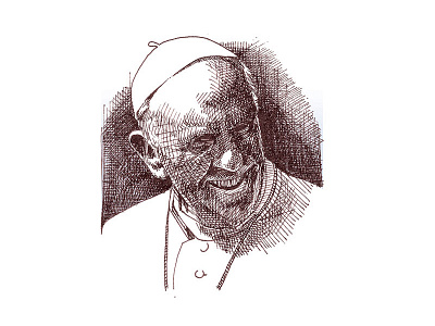 Pope 2d cross hand drawn hatch illustration ink light shadow white