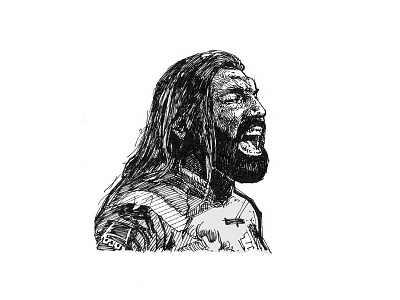 Chabal 2d france hand drawn illustration ink rugby