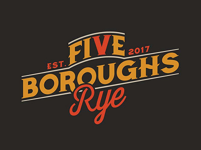 Five Boroughs Rye americana design hand lettering illustration logo script typography whiskey