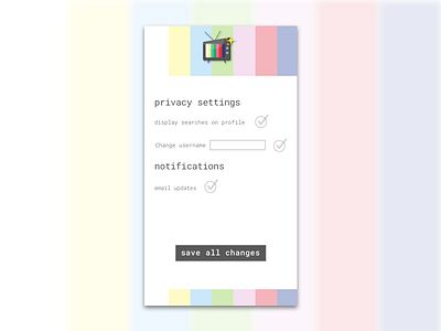 Settings page (Daily UI #007) color themes colorful daily ui 007 dailyui007 privacy settings settings settings page tv