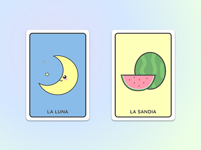 Kawaii Loteria First Shot game graphic design kawaii loteria mexican moon redesign watermelon