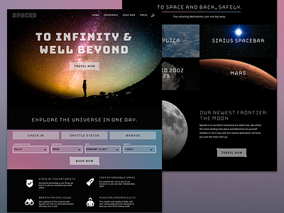 SPACED ☄️ dann petty dark theme gradient gradient design hero landing page space space travel spaced spacedchallenge travel website design