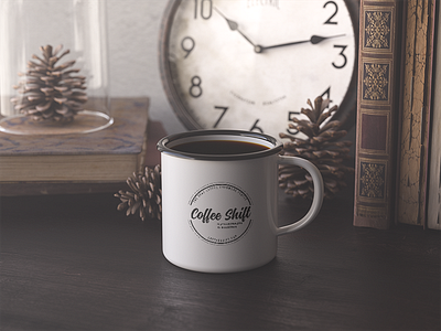 Coffee Shift minimalist enamel mug