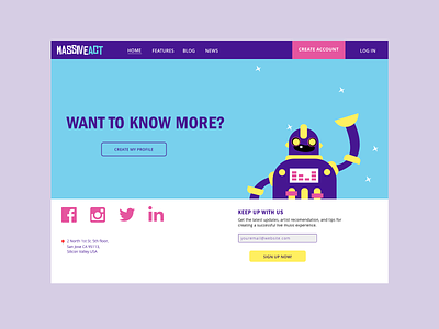 Massive Act Marketing Page cute design illustration landing page marketing page music robot