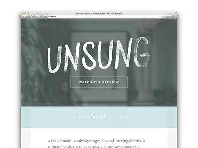 Unsung—Portraits of Everyday Artists branding film logo ui video web web design website
