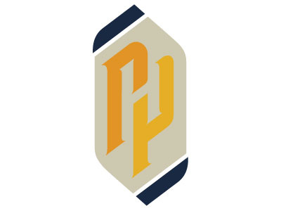 Phoenix Hydraulic Presses Lettermark blue figure ground h letter lettermark logo orange p serif tan yellow