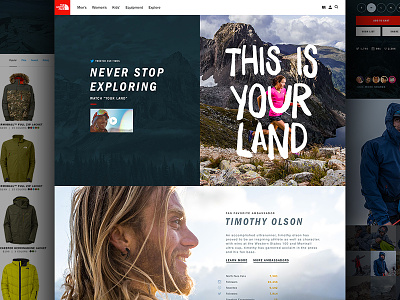 Northface Pitch - Homepage adventure apparel brand ecommerce gallery marketing outdoors product retail video website