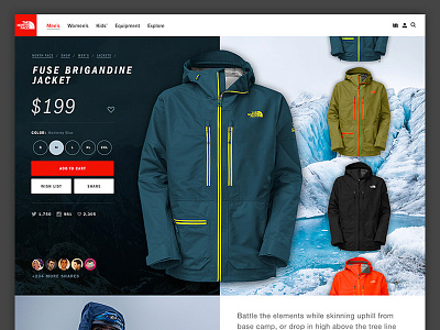 Northface Pitch - Product Page adventure apparel brand ecommerce gallery marketing outdoors product retail video website