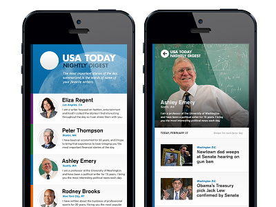 Nightly News Digest iPhone App app daily digest interface iphone news persona writers