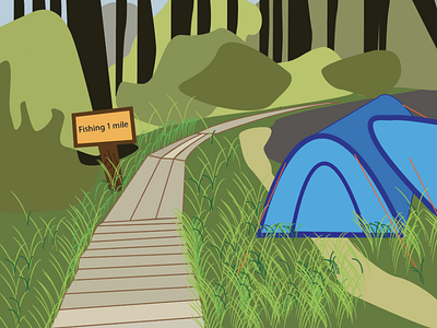 Lets go! camping design fishing graphic design illustration vector woods