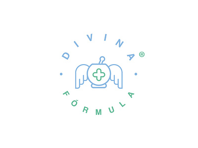 Divina Fórmula brand design cross drug store health health logo logo design medicine mortar pharmacy wing logo wings