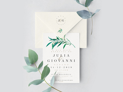 J&G - Wedding Invitation clean logo clean monogram invitation leafs invitation monogram wedding wedding invitation wedding logo wedding monogram