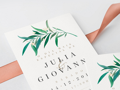 J&G - Wedding Invitation clean logo clean monogram invitation leafs invitation monogram wedding wedding invitation wedding logo wedding monogram