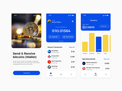 Bitcoin Wallet App app design ui ux