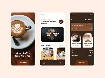 Coffee App Design app design figma graphic design typography ui ux