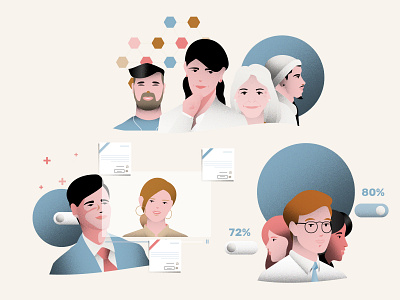 Character Illustrations for HR company character color illustration saas